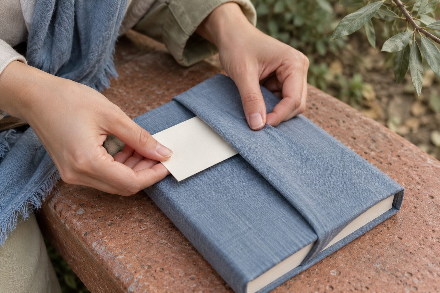 گذاشتن یادداشت کوتاه زیر پارچهٔ کادوی کتاب برای تحویل دیرهنگام